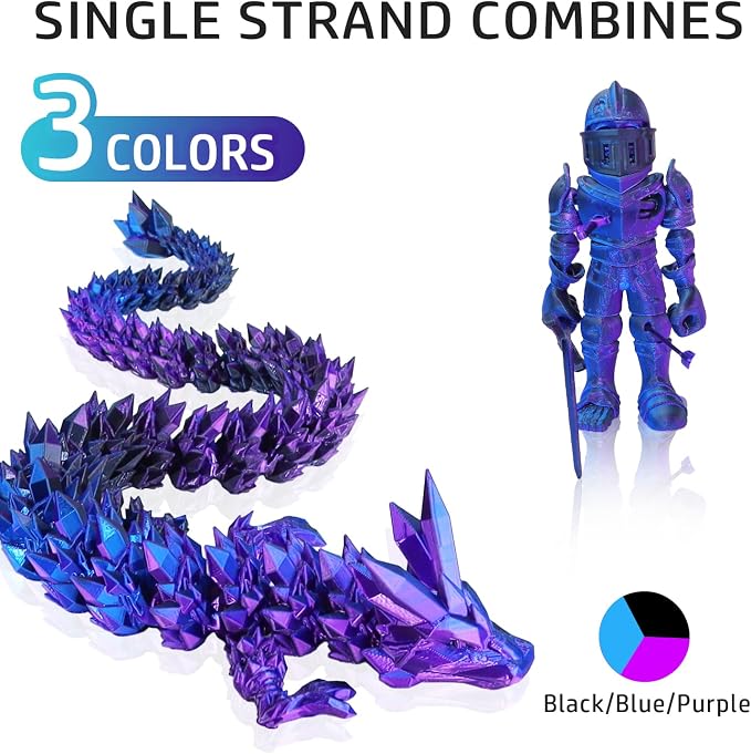 LOVOON 3D PLA Printer Filament 1.75mm, Silk Tricolors PLA Blue/Black/Purple, Magical Multicolor Changing by Angle 3D Printing Filament, Filament Pla Fit Most 3D Printer& 3D Pen, 1kg(2.2lbs)/Spool