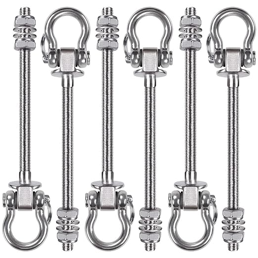 BeneLabel 6Pcs Wood Beam & I-Beam Hanger, Permanent Antirust Stainless Steel Heavy Duty Swing Hooks, Yoga Hammock Chair Sandbag, Swing Sets Hardware, 180° Swing, 7" x M2/5"