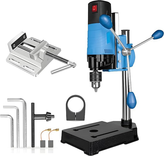 Mini Drill Press, 6 Speed 1200W Electric Benchtop Drill Press Machine, 90° Rotating, Vise, 1.5-13mm Chuck for Workshop Craftsman Drilling Grinding Polishing Wood Plastic Metal