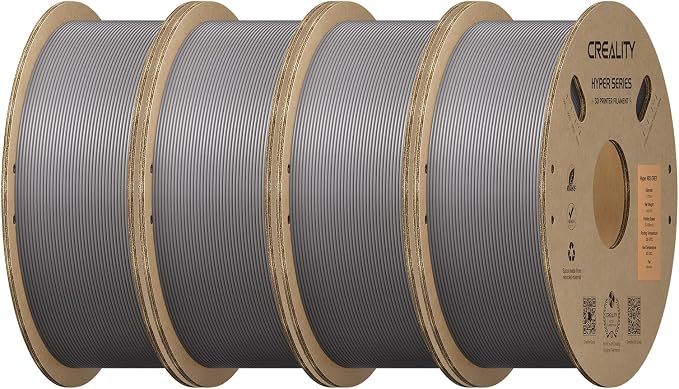 Creality Hyper ABS Filament 1.75mm 4KG, High-Temperature Resistant, High Impact Strength, Stable Printing Performance, +/- 0.05mm Accuracy（Grey 4-Pack