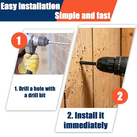 Tandefio 100 Pack 5/16''x3'' Hex Head Lag Bolts for Wood Ceramic Black Lag Screw Kit with Washers Heavy Duty Hot Dip Galvanized Coating Double Layer for Decks Fences