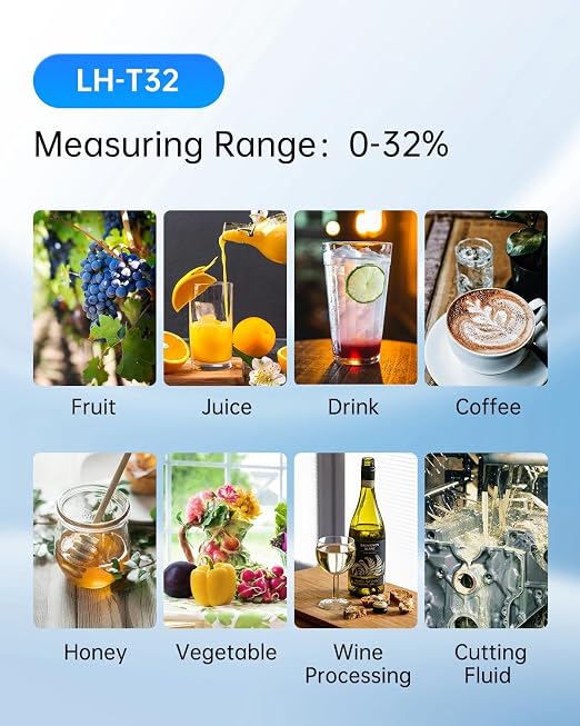 LOHAND Brix Refractometer with Automatic Temperature Compensation(ATC), Precision Measuring Sugar Content for Wine/Fruit/Drink, Sugar Refractometer, Range:0-32%