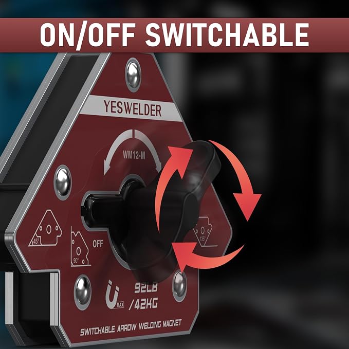 YESWELDER Switchable Welding Magnet 92LB On/Off Switch Arrow Magnetic Welding Holder, Holding Power Welding Accessory