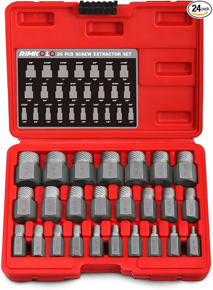 25-Piece Screw Extractor Set, Multi-spline Easy Out Extractors CR-MO Bolt Remover for Removing Broken Studs, Bolts, Socket Screws