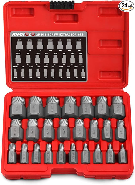 25-Piece Screw Extractor Set, Multi-spline Easy Out Extractors CR-MO Bolt Remover for Removing Broken Studs, Bolts, Socket Screws