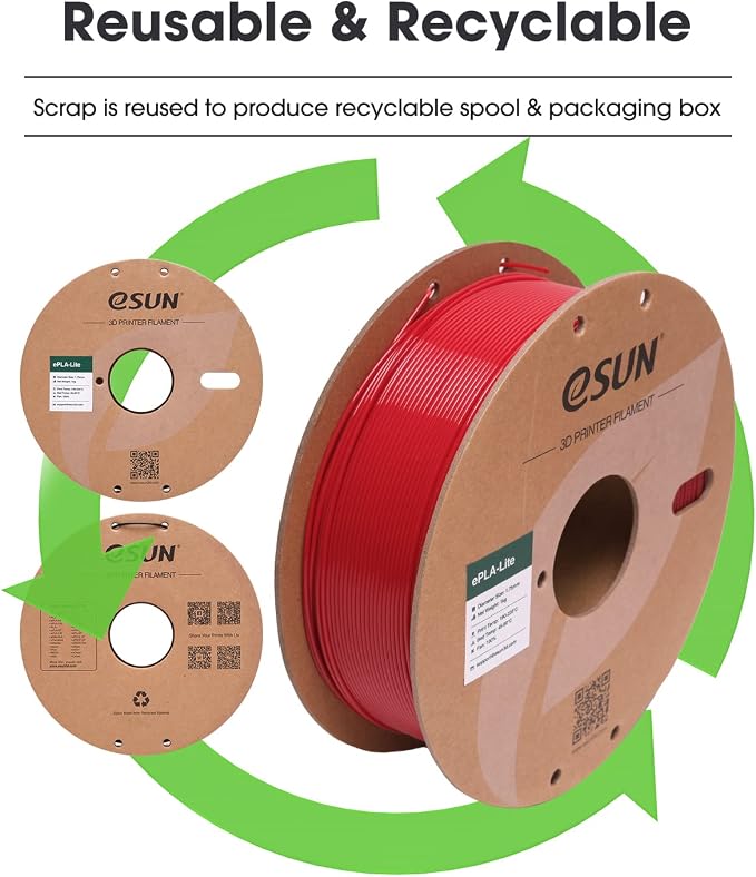 eSUN PLA Filament 1.75mm, High Toughness 3D Printer Filament Upgraded PLA Filament, Dimensional Accuracy +/- 0.03mm, 1KG Cardboard Spool (2.2 LBS) 3D Printing Filament for 3D Printers, Fire Engine Red