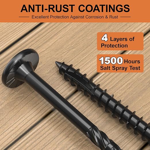 #14 Heavy-Duty Wood Screws Assortment Kit, 480Pcs Star Drive Decking Wood Screws, Rust Resistant Timber Screws for Log/Landscaping Wood (2-7/8",4-1/2") Black, Tan, Green
