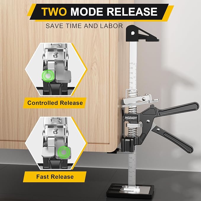 Labor Saving Arm Jack 2 Pack, 440LBS Capacity, 15 Inch Multi-Functional Lifting Tool, Stainless Steel Furniture Jack with Height Adjust & Slow/Fast Descent, for Doors, Windows, Tiles, Appliances