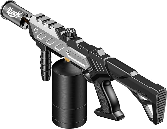 KOACKL Heavy-Duty Propane Torch Gun - 25.8" Detachable Flame Thrower Gun with Piezo Ignition, Adjustable 2462°F Weed Torch Burner for Campfire, Ice Melting, Roofing, Wood Scorching & Weed Burning