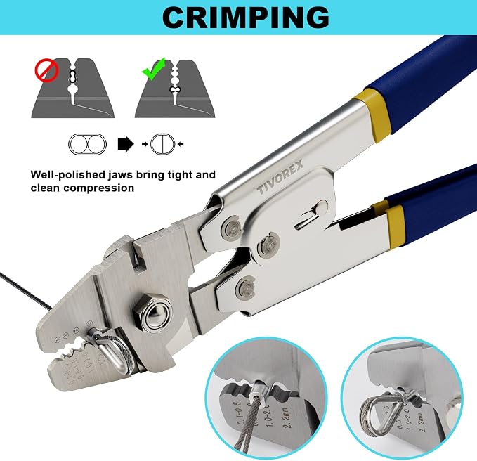 Battery Cable Lug Crimping Tool Kit for AWG 8-1/0 Electrical Lug, Wire Rope Crimping Tool for Aluminum Crimping Loop Sleeves up to 2.2mm