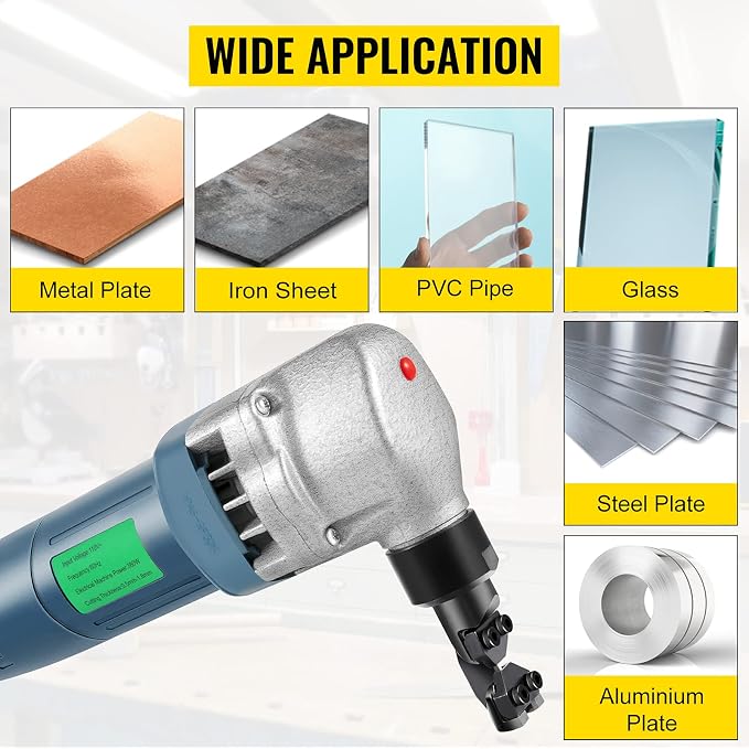 VEVOR Electric Metal Nibbler 380W Nibbler Metal Cutter 1800RPM High Speed Rotor 0.07in/1.8mm Thickness Metal Nibbler 220V w Replaced Blades Storage Case for Cutting Stainless Steel, Aluminium, Plastic