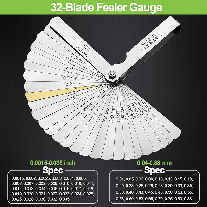 Spurtar 2pcs Feeler Gauge Set + 3pcs Wire Gauge Measuring Tool