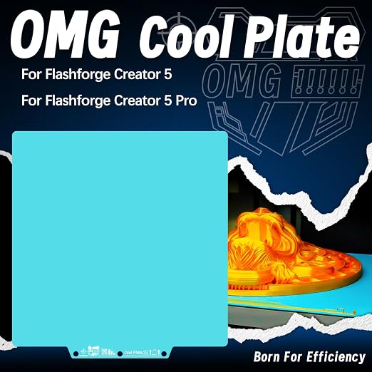 Glacier OMG Cold Plate for Flashforge Creator 5 / Creator 5 Pro Build Plate | High Adhesion at Low Temp Reduced &Thermal Stress for Creator 5 3D Printer Plate Spring Steel Easy Release C5 Cold Plate