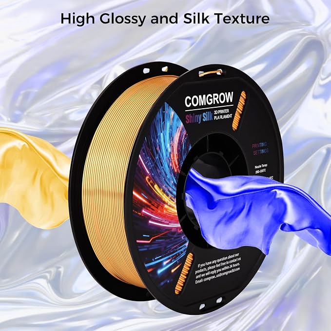 Comgrow Silk PLA 3D Printer Filament, Dual Color 2 in 1 Golden and Blue, 3D Printing PLA Filament 1.75mm, Dimensional Accuracy +/- 0.02 mm, 1KG Spool, Coextrusion Shiny Silk 3D Filament