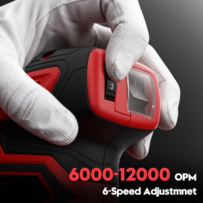 Cordless Random Orbital Sander for Milwaukee 18V Battery, Brushless 6-Speed (6000-12000 OPM), 125mm Pad, Dust Collection & 12pcs Sandpapers (#80/#120/#240) (Battery Not Included) (Red)