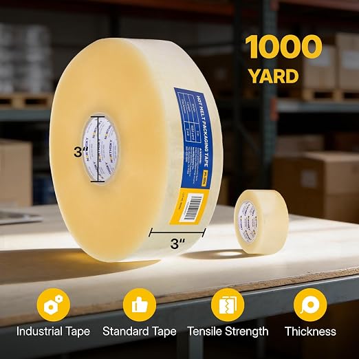 NORTHSKY Bulk Packing Tape, 4 Rolls Clear Packing Tape 3 Inch Wide x 1000 Yards Each, 2 Mil Heavy Duty Shipping Tape, Packaging Tape for Boxes, Carton Sealing, Moving, Warehouse, Storage, Shipping