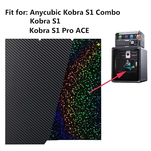 for Kobra S1/Kobra S1 Combo/Kobra S1 Pro ACE 3D Printer Build Plate Double Sided PET Carbon Fiber Pattern and PEY Sheet 276x264mm Flexible Removable Spring Steel Heated Printing Bed Platform Mat
