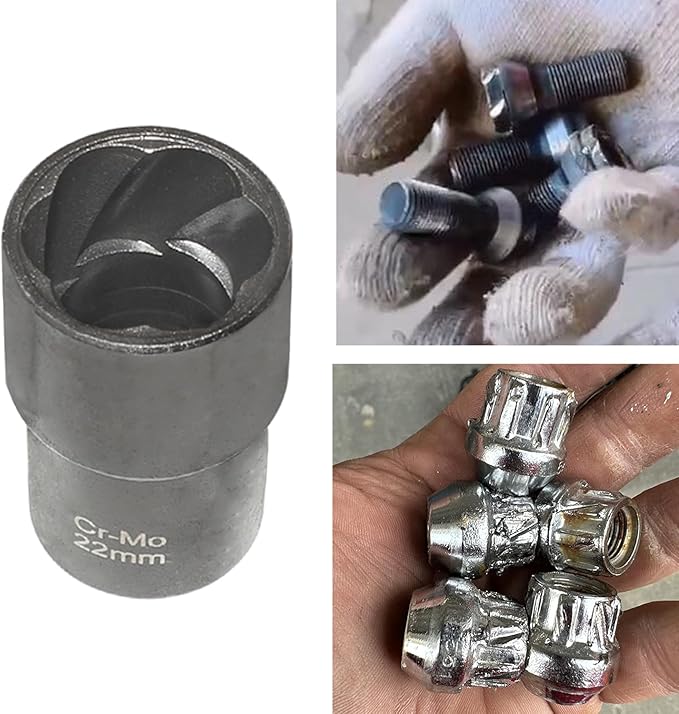DPTOOL Lug Nut Remover Socket Set, Wheel Locking Stripped Nut Extractor Old Rusted Damaged Emergency Bolt Remove Twist Socket 17mm 19mm 21mm 22mm 24mm