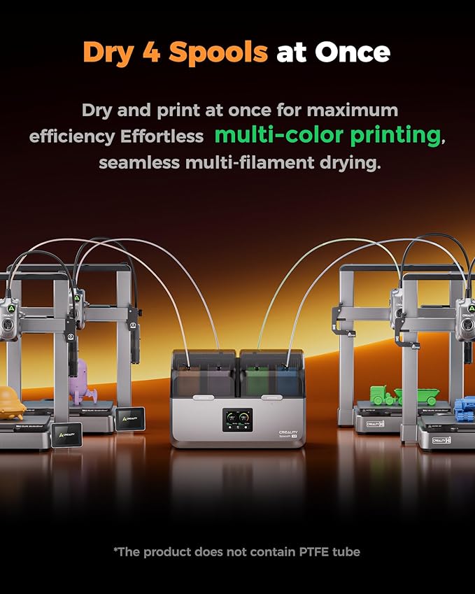 Creality Filament Dryer, Space Pi X4 Filament Storage Box for 4 Spools, Dual Independent Heating Chambers, 85℃ Max Temperature, Compatible with 1.75mm 2.85mm PLA PETG ABS TPU PC PA PAHT