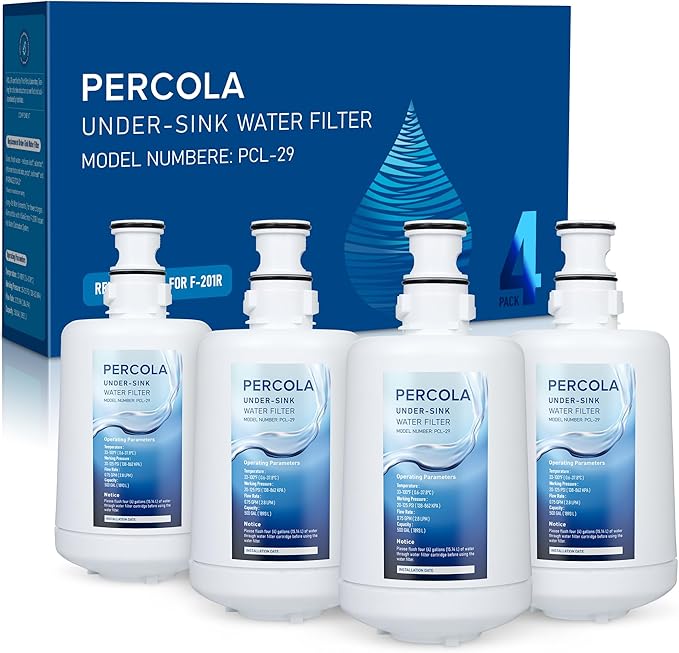 F-201R Under Sink Water Filter, 4-Packs | Replacement for InSinkErator Instant Hot & Hot/Cool Water Dispensers Water Filter Cartridge F-201R, 500 Gallons