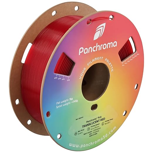 Polymaker Panchroma Translucent PLA Filament 1.75mm, 1kg, Red | Neatly Wound, Semi Transparent PLA, Easy Print & Smooth Feeding, Compatible with Bambu Lab & Most 3D Printers