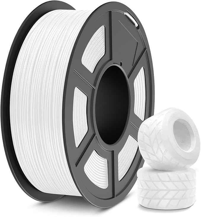 SUNLU TPU 3D Printer Filament 1.75mm, High Speed 95A TPU Filament, Flexible 3D Filament for Fast Printing, Dimensional Accuracy +/- 0.03mm, (1kg White,95a TPU)