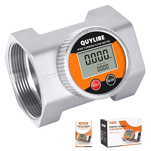 Waterproof 3 Inch Water Flow Meter, 20-260 GPM Digital Inline Fuel Flowmeter with NPT Thread for Hot/Cold Water, Diesel, Gasoline, Oil & Liquids, Supports Gallon, Liter, GPM, LPM, m³, QTS, PTS