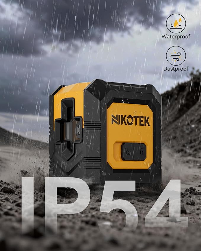 Nikotek Laser Level, Self-Leveling Green Beam Horizontal and Vertical Cross-Line Laser for Home Decoration Carrying Pouch, Battery Included