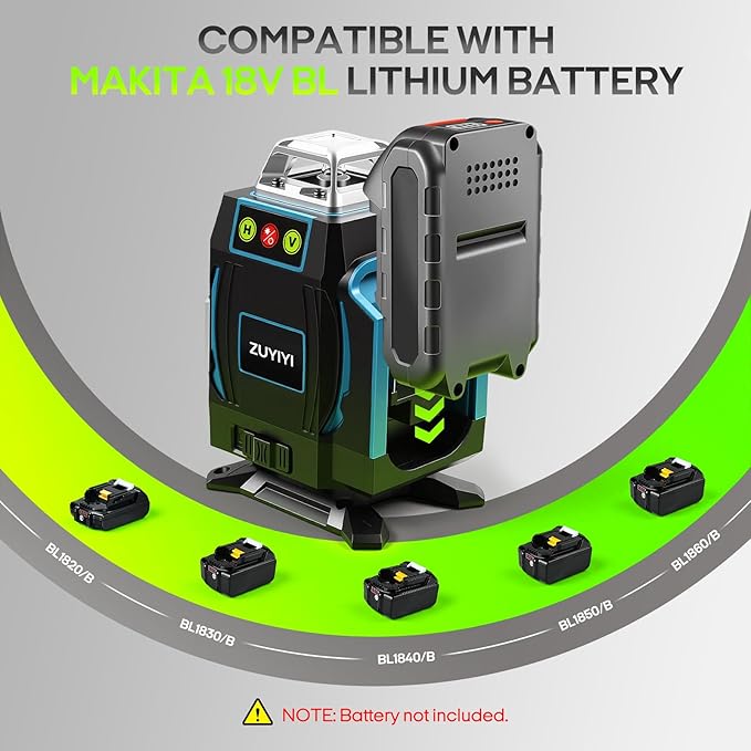 Laser Level with Tripod for Makita 18V Battery (NOT Included), 4x360° Self Leveling, Green 16 Lines 4D Laser Leveler Measuring Tool for Construction, Home Renovation, Picture Hanging