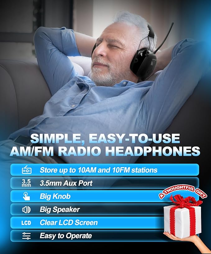 ZOHAN AM/FM Radio Headphone with Digital Display,Ear Protection Noise Reduction Earmuffs,Comfortable Hearing Protector