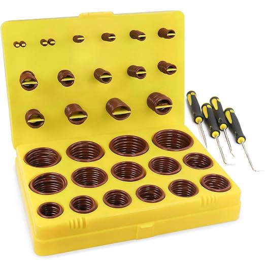 386 PCS Viton O-Ring Kit (30 Sizes) - Metric Standard 75A Durometer FKM O Ring Assorted Kit with 4 Pick Tools for Automotive, Plumbing and Chemical - Durable High Temperature & High Pressure