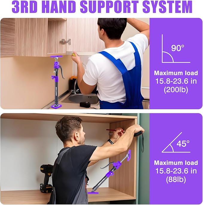 Quality Steel Cabinet Jacks for Installing Cabinets, 3rd Hand Support System 200LB, Adjustable Support Pole Jack 15.8-23.6 in, Perfect for Cabinet Lift Installation Tools, Quick Support Rod, 2-Pack