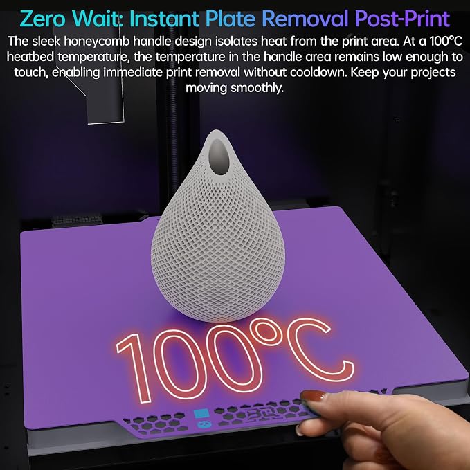 BIQU CryoGrip Pro Glacier Purple Compatible with Bambu-Lab P1S/P1P/P2S/X2D/X1C/X1E/A1 3D Printers 257x257MM Panda Build Plate Double Sided Upgrade Removable Surface Platform