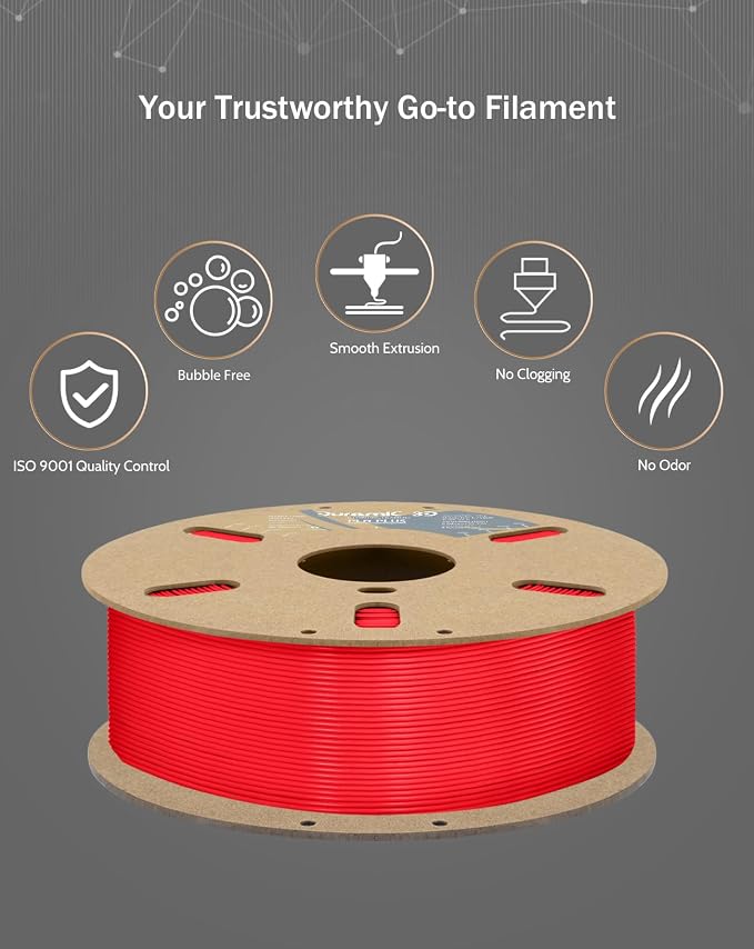DURAMIC 3D PLA+ Printer Filament 1.75mm PLA Plus Neatly 2Kg Spool(2.2lbs) | PLA Pro Tougher and Stronger, Dimensional Accuracy Probability +/- 0.02mm Rouge red
