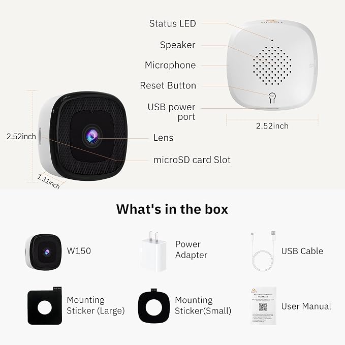 Girafit 5MP 3K Window Camera, 2.4GHz & 5GHz WiFi Indoor Security Camera for Home, ChroMax AI Color Night Vision, Person & Motion Detection, 24/7 Recording, Easy & Quick Install