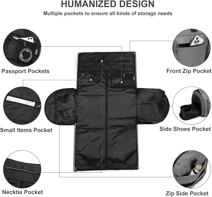 Rolling Garment Bag,Rolling Duffle Bag with Wheels Rolling Garment Bags for Travel with Shoe Pouch Carry On Bag Weekender Bags Garment Duffel Bag for Women-Grey