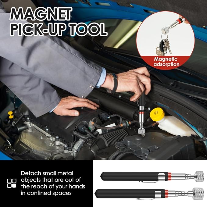 16Pcs Telescoping Magnetic Pickup Tool 15/10/3/1.5LB Extendable Magnet Stick Set Grabber Tools Stainless Steel Portable Bolt Screws Reacher Magnetic Nail Picker for Men Husband Birthday Christmas