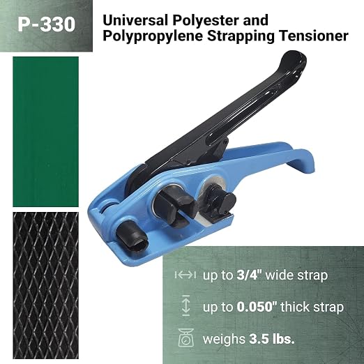 IDL Packaging PET Strapping Tensioner Tool P-330 (with Cutter) for 3/4" Width PET & Polypropylene (PP) Strapping - Strong Strapping Tool - Durable PET Banding Tool - Manual Regular Duty Strapping