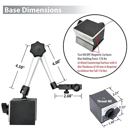 Clockwise Tools Digital Indicator with Magnetic Base Holder Stand, DIBR-0105 0-1 Inch/25.4mm, Inch/Metric Conversion, Auto Off