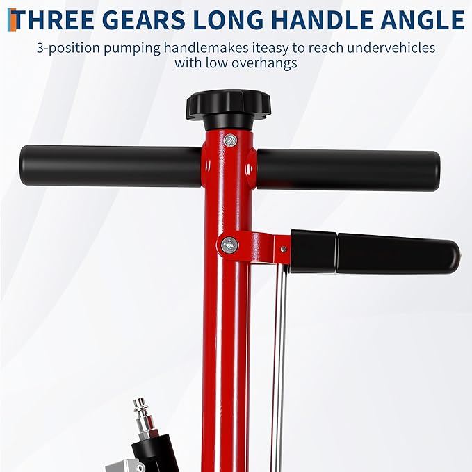 35 Ton Air Hydraulic Floor Jack, 77,000 LBS Capacity Heavy Duty Truck Jack for Trucks & Tractors, Low Profile 10 Inch, Dual Power Air/Manual Hydraulic, 4 Adapters & Adjustable Handle