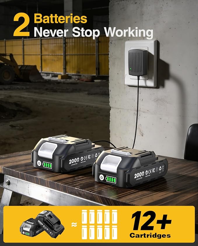 TaskStar Electric Grease Gun Kit: Professional Cordless Battery Grease Gun, 10000 PSI, Automatic Pumping Mode, Ergonomic Grip, with 2 Batteries, 3 Easy-to-use Couplers, 39.4" Hose for Truck, Tractor