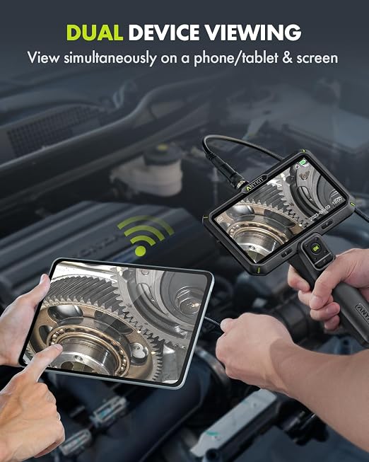 Anykit Endoscope Camera with Light, Dual Lens Endoscope 1080P | 6" IPS Screen Borescope, Inspection Camera with Split Screen, 32GB Card, Plumbing Snake Camera for Home (16.5FT)