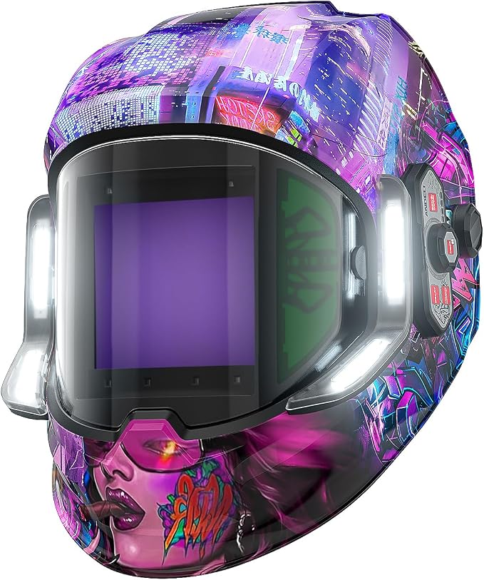 ANDELI Welding Helmet - 180° Panoramic 6 Arc Sensor True Color, Auto Darkening Welding Helmet with Light and Motion Sensing, 2100mAh Rechargeable Battery for TIG/MIG/Cut/Grind MONERCP-LED