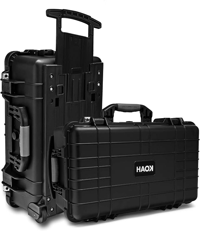 Koah 22x14x9 Weatherproof Wheeled Hard Case with Custom Foam | Watertight, Dust- and Crushproof Shell 22x14x9, Customizable Foam, Retractable Handle, Trolley Wheels, 1-Yr Warranty
