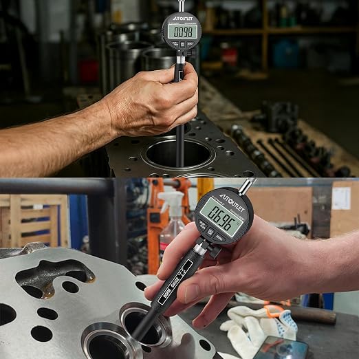AUTOUTLET Digital Dial Bore Gauge, 0.7"-6" Measurement Range, 0.0005" Precision Dial Bore Gauge with 23Pcs Anvils & ABS Storage Case, 6” Deep Hole Measurement for Cylinder, Engine, Machining