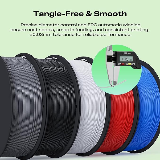 Creality 3D Printer Filament Bundle 4KG, 4 Pack 1kg Spool(2.2lbs) 1.75mm PLA Filament Bulk +/- 0.02mm, for Most FDM 3D Printers, White and Black