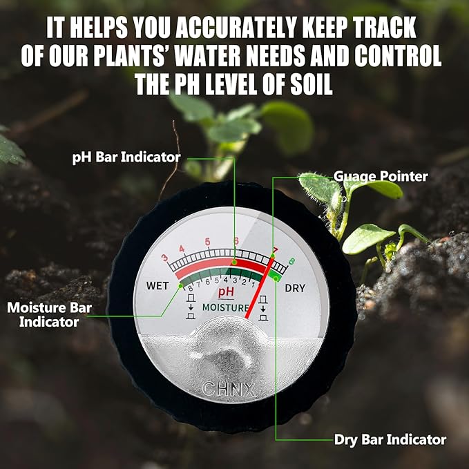 295mm Long Soil Moisture Sensor Meter Long Probe, Soil PH Meter, Soil PH Tester Gardening Tool Kits for Plant, Tree, Soil Tester for Moisture Great for Garden, Lawn, Farm, Indoor & Outdoor Use