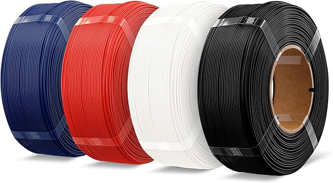 OVERTURE 4KG Bundle High Speed Refill PLA+ 3D Printer Filament 1.75mm, Upgraded Rapid PLA 2.0 with Enhanced Toughness & Stability, 4 Pack 1kg (2.2lb) Refilament for Bambu Lab (Black+White+Red+Blue)