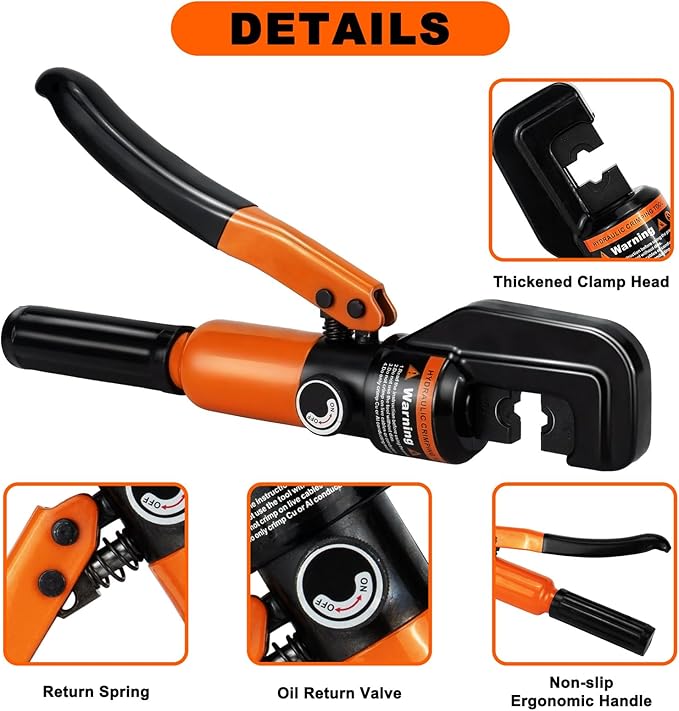 Sanuke Hydraulic Crimping Tool and Cable Cutter, 12 AWG to 2/0 AWG, Electrical Terminal Cable Crimper Tool Kit with 9 Die Sets and 40PCS Copper Wire Lugs
