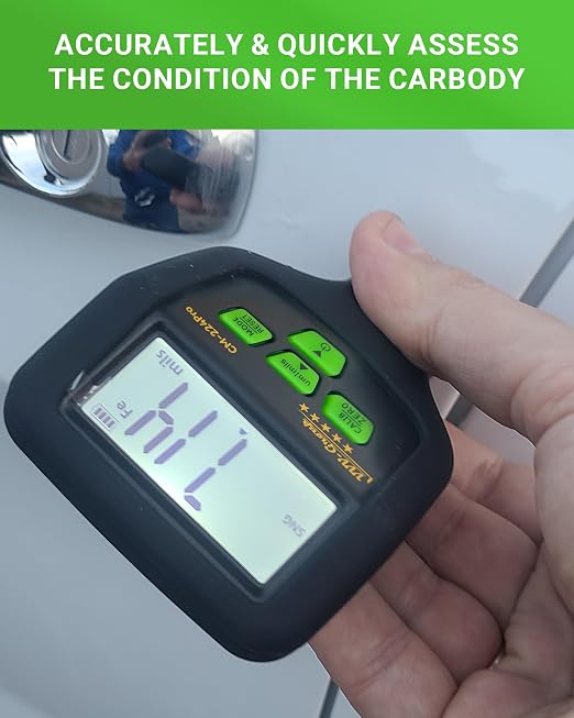 Paint Thickness Gauge – CM-224Pro Automotive Coating Thickness Meter 0–59.1 mils (0–1500 µm), 0.01 mils (0.1 µm) Resolution, Fe/NFe/Zn Auto Detection, Auto Calibration
